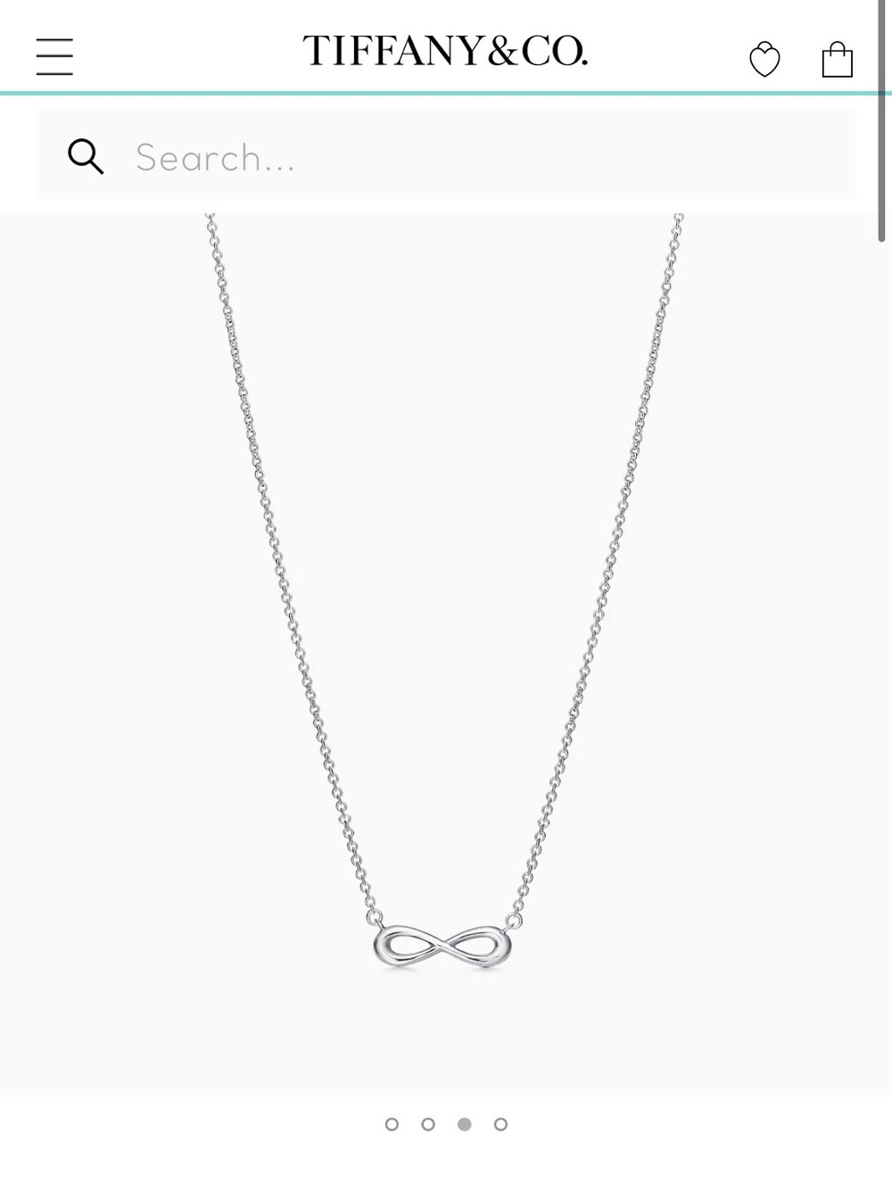 Tiffany & Co. Silver Infinity Pendant Necklace Full Set